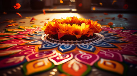 Beautiful flowers for Diwali or Deepavali festival in Indiaの素材