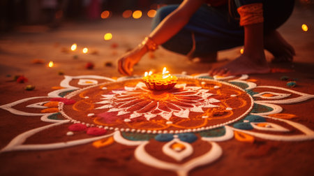 Diwali or Deepavali festival in Kolkata, West Bengal, India. Diwali is the festival of lights.の素材