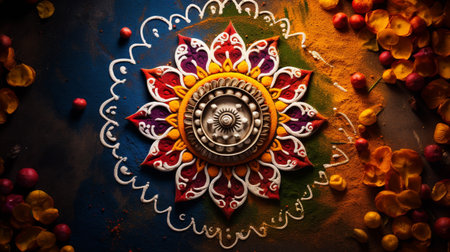 Indian Festival Dussehra, showing golden leaf and flowers.の素材