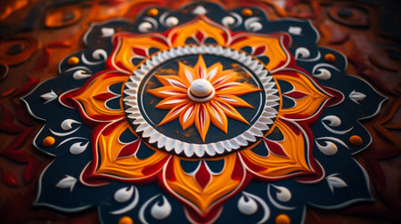 Colorful mandala on the wall in a temple, Thailand.の素材