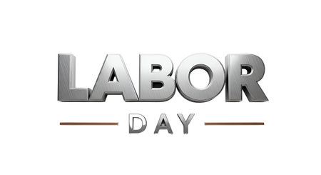 Labor Day 3d Text Isolated on White Background. Vector Illustration.の素材