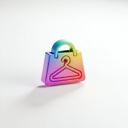 3d glossy shopping bag icon isolated on white, computer generated imagesの素材