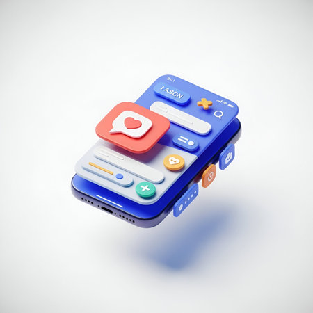 Mobile phone with speech bubble on white background. 3D illustration.の素材
