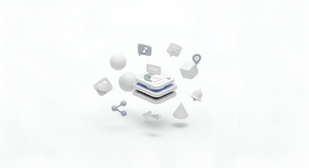 3d rendering of social media icon in white background with soft shadowの素材