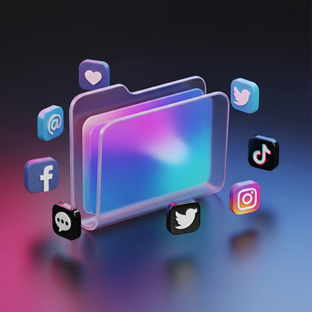 3d rendering of social media icons on a dark background. Eps 10の素材