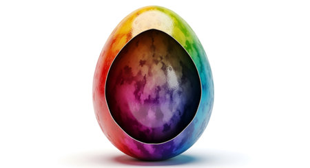 Colorful easter egg on a white background. 3d renderの素材