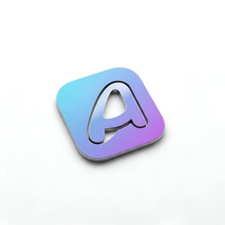 3d image of letter a icon over white background with shadow.の素材