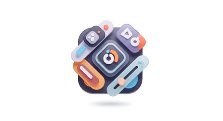Flat design modern mobile application icon, geometric style. Vector illustrationの素材