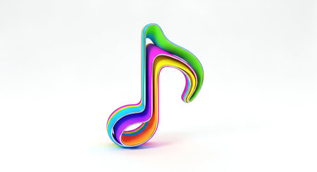 3d render of colorful music note on white background. Music conceptの素材