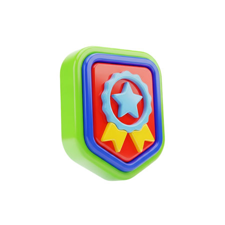 Badge icon. 3d illustration. Isolated white background.の素材