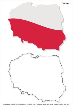 Map of Poland with national flagのイラスト素材