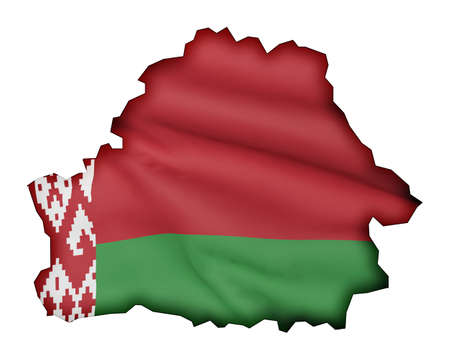 Map of Belarus with waving flag backgroundの写真素材