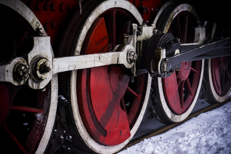 Details of steam locomotive wheels and wheels mechanismの写真素材