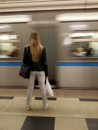 Young women on the subwayの素材