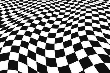 Black and white checkered wavy surface. Vector background.のイラスト素材