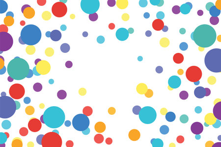 Colorful round confetti background. Festive vector backdrop. Suitable for postcards, posters, holidays, web, carnivals, birthday etc.のイラスト素材