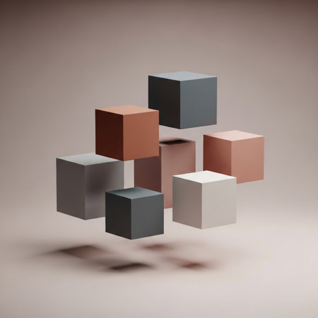 Abstract 3d rendering of cubes in empty space. Creative background.の素材