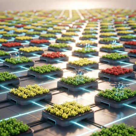 Planting seedlings in plastic pots. Concept of agriculture. 3d renderingの素材