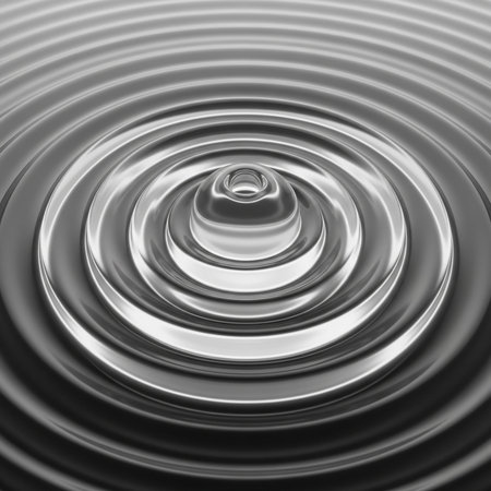 abstract background with smooth liquid waves in black and white colors.の素材