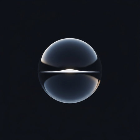glass sphere on a black background. 3d render. abstract backgroundの素材