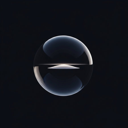 Transparent soap bubble on a black background. 3d illustration.の素材