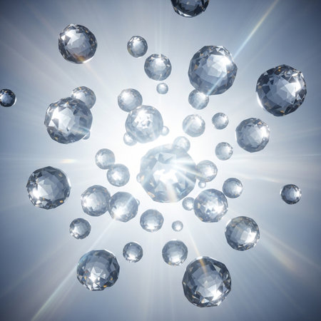 diamonds on a white background with rays of light and lens flareの素材