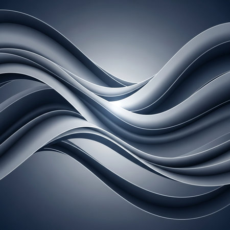 abstract background with smooth wavy lines in blue and gray colorsの素材