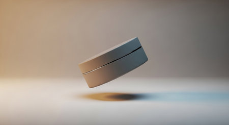 3d rendering of a black cosmetic container on a white background.の素材