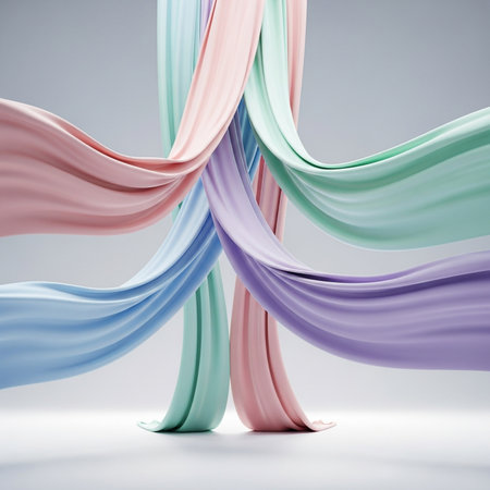 Abstract background of multicolored wavy fabric. 3d renderingの素材