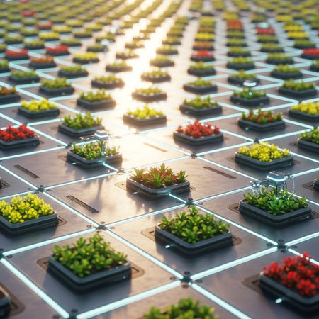 Plants in plastic pots in a greenhouse. Gardening concept.の素材