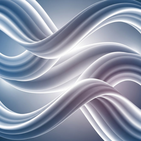 abstract background with smooth wavy lines in blue and white colorsの素材