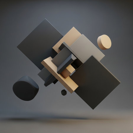Abstract geometric shapes, 3d render illustration, square and rectangular compositionの素材