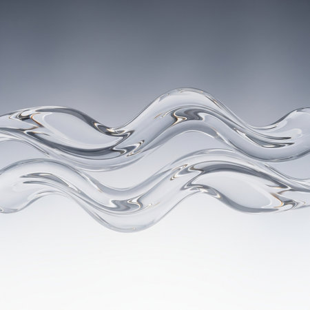 Transparent water waves on a white background. 3d rendering.の素材