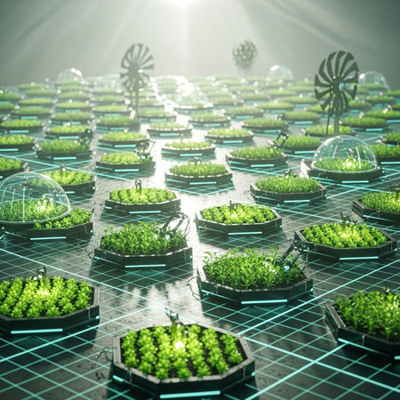 Plant seedlings growing in a greenhouse. 3d rendering.の素材