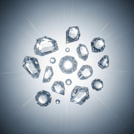Diamonds on a gray background. 3d rendering, 3d illustration.の素材