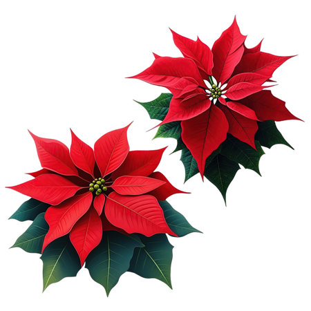 Poinsettia flowers isolated on white background. Vector illustration.の素材