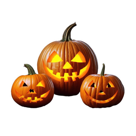 Halloween pumpkins isolated on white background 3d render illustration.の素材