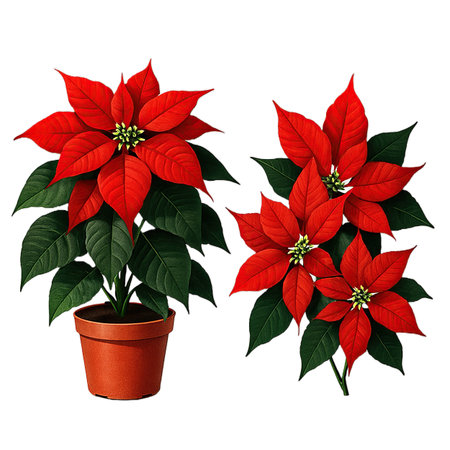 Christmas flower poinsettia isolated on white background. Vector illustration.の素材