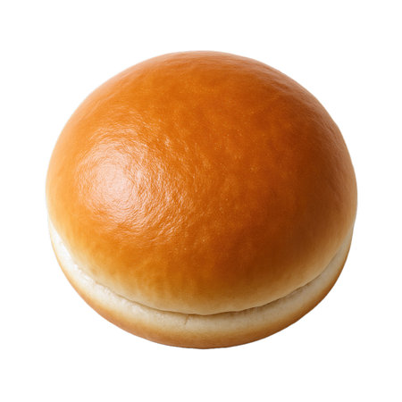 Hamburger bun isolated on white background. Clipping path included.の素材