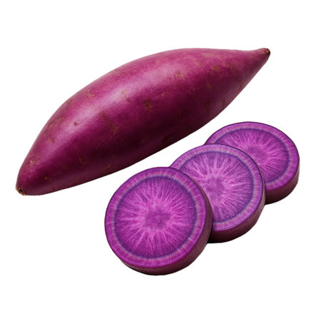 Purple sweet potato isolated on white background. Clipping Path.の素材