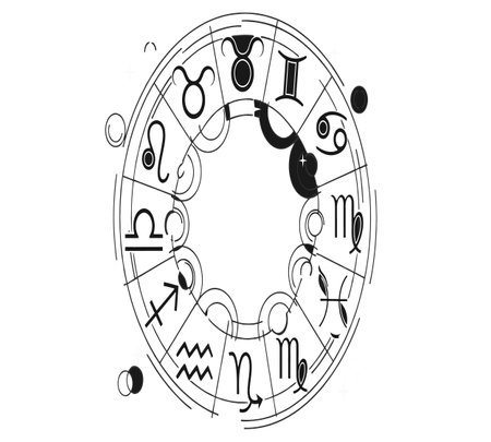 Astrological symbols and signs on a white background. Vector illustration.のイラスト素材