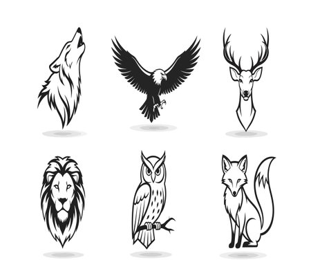 Set of wild animals. Vector illustration isolated on a white background.のイラスト素材