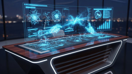 View of a 3d rendering cyber security concept on a futuristic interfaceの素材