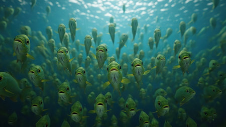 School of fish in the sea. Underwater world. Underwater world.の写真素材