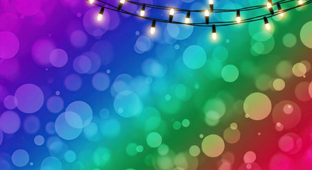 Christmas lights on colorful bokeh background. EPS 10 vector file included