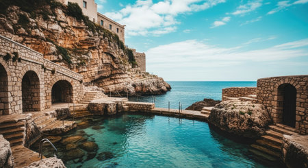 Panoramic view of the old portの写真素材