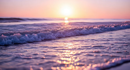 Sunset on the beach in the evening. Beautiful seascape.の写真素材