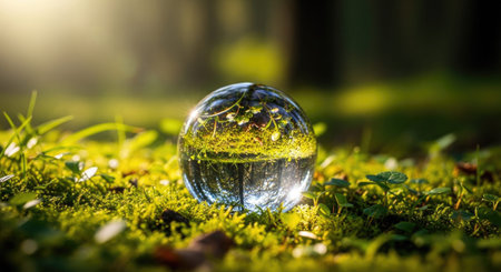 A single water droplet on mossy ground reflecting the beauty of nature on World Water Day