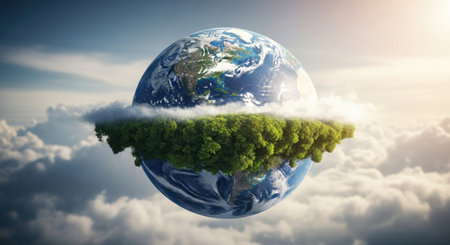 An image representing Earth from space, highlighting the importance of water conservation on World Water Dayの写真素材