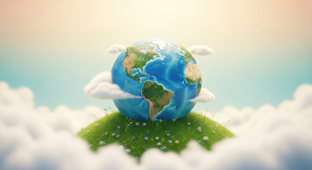 An image representing Earth from World Water Day, symbolizing the importance of water conservation and sustainability for our planet's future.の写真素材